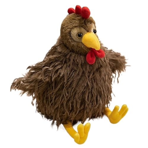 KUKUShining Hühner Plüschtier, Flauschig Mit Lustigem Hühnerkopf Und Gelben Beinen Stofftierpuppen Weiches Plüschtier for Geburtstagskinder(Brown,38cm/14.96in) von KUKUShining