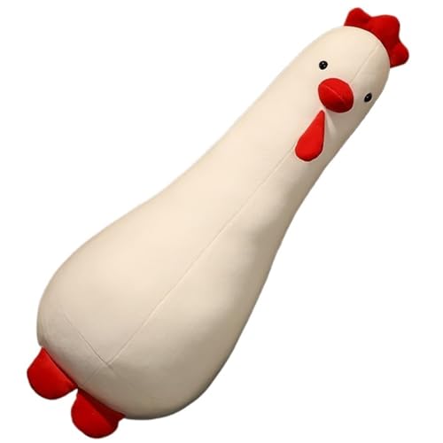 KUKUShining Hühnerplüsch, Süße Stofftierpuppe Dekorative Wurfkissen Langes Weiches Plüschspielzeug for Kinder Mädchen Jungen Erwachsene(White,80cm/31.5in) von KUKUShining