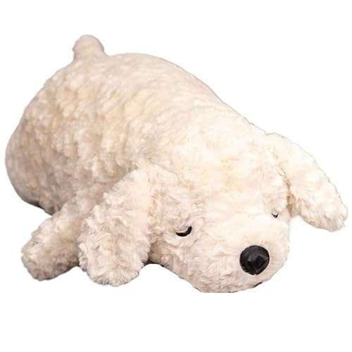 KUKUShining Hund Plüsch, Süßes Stofftier Kissen Weiches Flauschiges Welpen Umarmungskissen Plüschtier Geschenk Für Kinder Erwachsene(White,75cm/29.5in) von KUKUShining