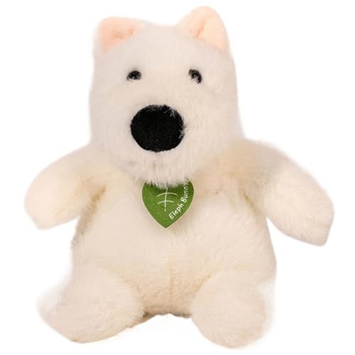 KUKUShining Hund Plüsch, Weiches Kuscheliges Stofftier Haustier Flauschige Puppe Welpe Plüschtier Spielzeug Geschenke Für Kinder Neugeborene(White) von KUKUShining