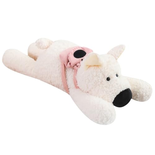 KUKUShining Hund Plüsch, Weiches Süßes Kuscheltier Mit Tasche Welpen Haustier Plüschkissen Langes Wurfkissen Geschenke for Kinder(70cm/27.6in) von KUKUShining