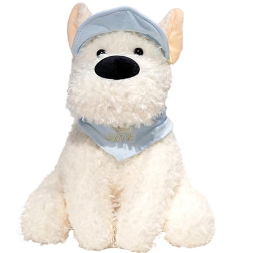 KUKUShining Hunde Plüschtier, Flauschiges Kuscheliges Stofftier West Highland Welpenpuppen Weiches Süßes Plüschtier for Geburtstag(Blue,30cm/11.8in) von KUKUShining