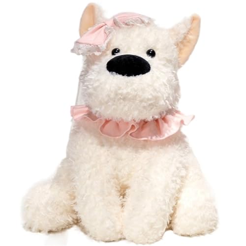 KUKUShining Hunde Plüschtier, Flauschiges Kuscheliges Stofftier West Highland Welpenpuppen Weiches Süßes Plüschtier for Geburtstag(Pink,35cm/13.8in) von KUKUShining