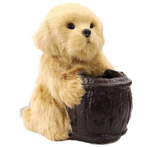 KUKUShining Hundestifthalter Aus Plüsch, Kuschelige Stofftierwelpen Puppen Stiftaufbewahrungsröhre Plüschtier Geschenk Zur Heimdekoration(Brown) von KUKUShining