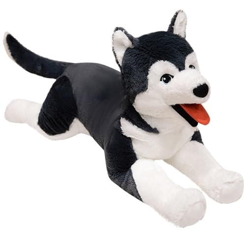 KUKUShining Husky Plüsch, Süßes Stofftier Hund Puppe Realistisches Weiches Kuschelkissen Geschenke Für Kinder Jungen Mädchen Heimdekoration(57cm/22.4in) von KUKUShining