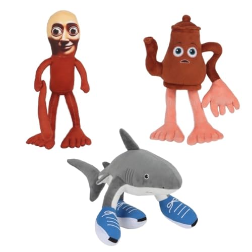 KUKUShining Italian Brainrot Plüschtier, Süßes Tralalero Tralala Stofftier Puppenkissen Tung Tung Sahur Plüschtier Kinderdekoration (3 Stück) von KUKUShining