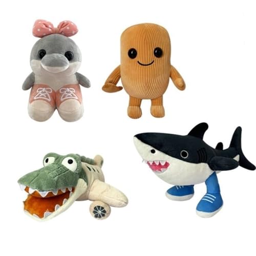 KUKUShining Italian Brainrot Plüschtier, Weiches Tralalero Tralala Kuscheltier Puppe Tung Tung Sahur Kawaii Plüschtier for Kindergeschenke(4pcs) von KUKUShining