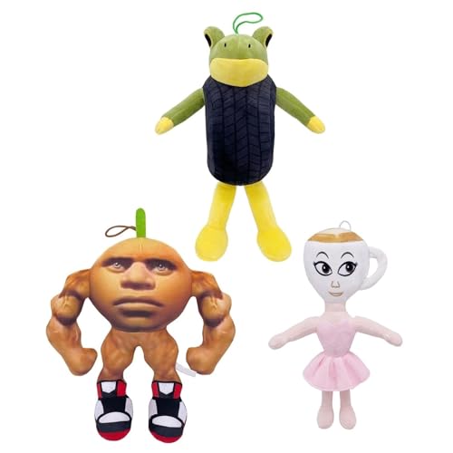 Italienisches Brainrot Plüschtier, Kuschelweiche Stofftier Puppe Tung Tung Sahur Lustiges Plüsch Spielzeug Für Kinder (3 Stück) von KUKUShining