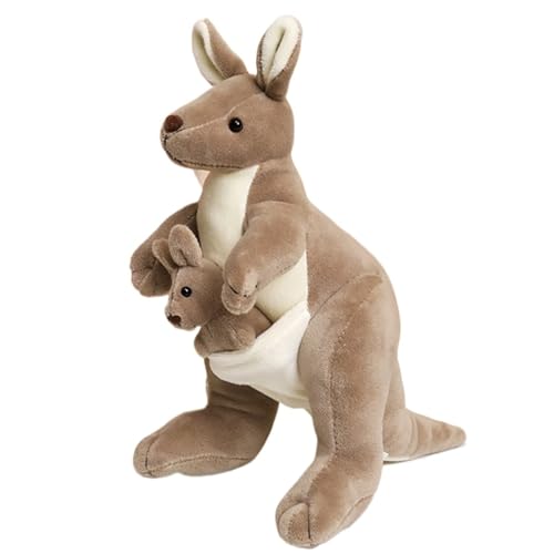 KUKUShining Känguru Mama und Baby Plüschtiere, Niedliches Kuscheltier für Kinder Spielen und als Schlafzimmerdekoration(27cm/10.6in) von KUKUShining