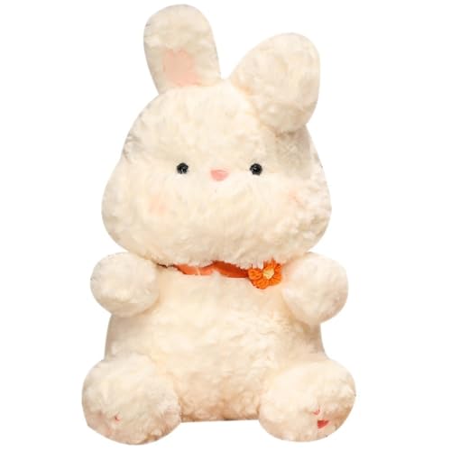 KUKUShining Kaninchen Plüsch, Kuschelige Oster Kuscheltiere Mit Blume Weiße Hasenpuppe Plüschspielzeug Geschenke for Kinder Mädchen Jungen(Orange,55cm/21.7in) von KUKUShining