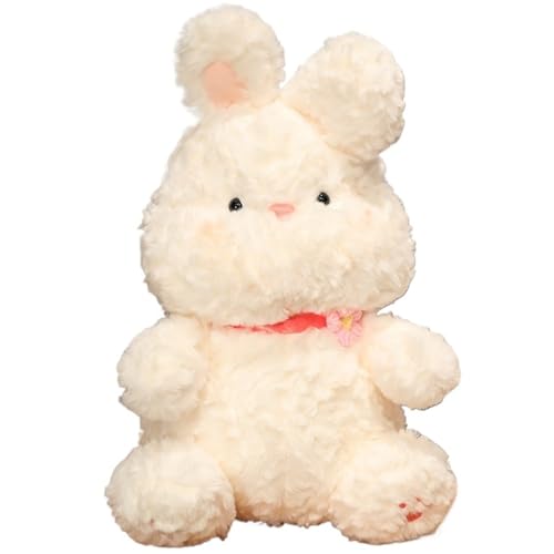 KUKUShining Kaninchen Plüsch, Kuschelige Oster Kuscheltiere Mit Blume Weiße Hasenpuppe Plüschspielzeug Geschenke for Kinder Mädchen Jungen(Pink,55cm/21.7in) von KUKUShining