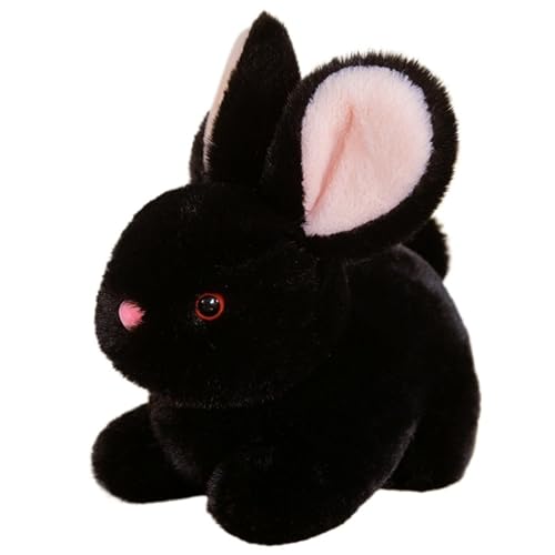 KUKUShining Kaninchen Plüsch, Kuschelweiches Häschen Stofftier Liegend Langohriges Plüschtier Spielzeug for Kinder Mädchen Jungen Kuscheln Spielen(Black,20cm/7.8in) von KUKUShining