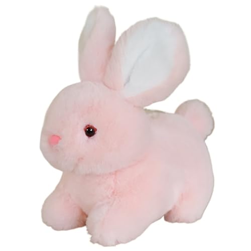 KUKUShining Kaninchen Plüsch, Kuschelweiches Häschen Stofftier Liegend Langohriges Plüschtier Spielzeug for Kinder Mädchen Jungen Kuscheln Spielen(Pink,20cm/7.8in) von KUKUShining