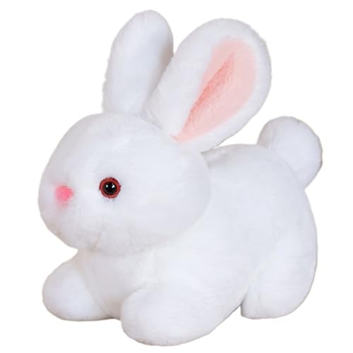 KUKUShining Kaninchen Plüsch, Kuschelweiches Häschen Stofftier Liegend Langohriges Plüschtier Spielzeug for Kinder Mädchen Jungen Kuscheln Spielen(White,30cm/11.8in) von KUKUShining