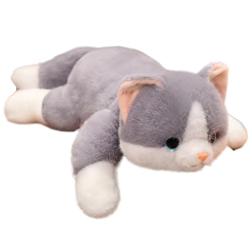 KUKUShining Katze Plüsch, Weiche Kuschelige Kaliko Katzen Stofftier Haustier Realistisches Kätzchen Plüschtier Geschenke Für Kinder Mädchen(Gray,30cm/11.8in) von KUKUShining
