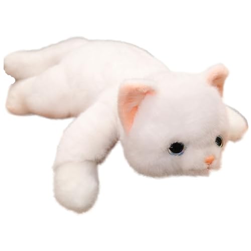 KUKUShining Katze Plüsch, Weiche Kuschelige Kaliko Katzen Stofftier Haustier Realistisches Kätzchen Plüschtier Geschenke Für Kinder Mädchen(White,65cm/25.6in) von KUKUShining