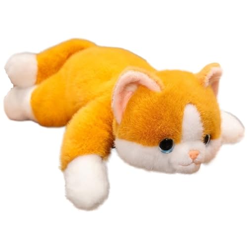 KUKUShining Katze Plüsch, Weiche Kuschelige Kaliko Katzen Stofftier Haustier Realistisches Kätzchen Plüschtier Geschenke Für Kinder Mädchen(Yellow,65cm/25.6in) von KUKUShining
