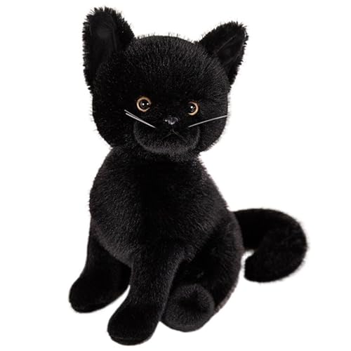 KUKUShining Katze Plüsch, Weiche Kuschelige Simulation Stofftier Stehendes Kätzchen Puppe Plüschtier Spielzeug Geschenke for Kinder(Black) von KUKUShining