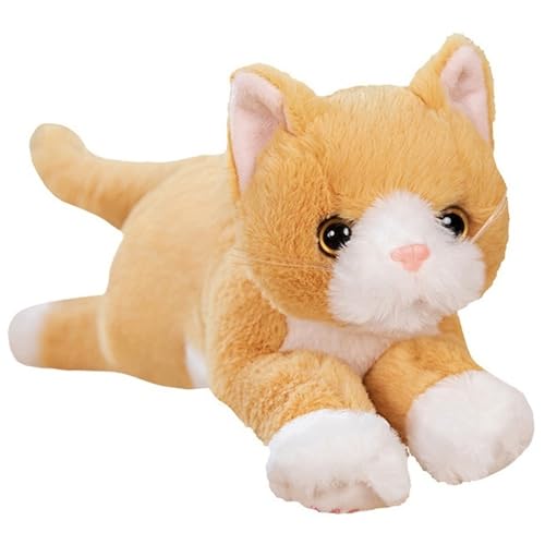 KUKUShining Katze Plüsch, Weiche Kuschelige Stofftiere Puppen Simuliertes Realistisches Kätzchen Plüschtier Spielzeug for Kinder Jungen Mädchen(Brown) von KUKUShining