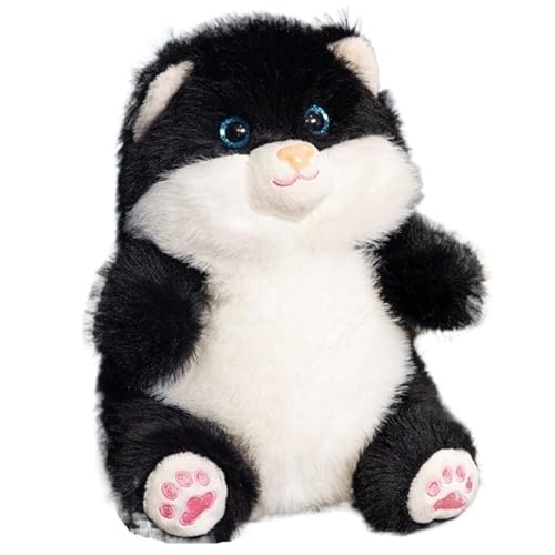 KUKUShining Katze Plüsch, Weiches Kuscheliges Stofftier Haustier Lebensechtes Kuschelkätzchen Plüschtier Flauschiger Begleiter Für Kinder(Black) von KUKUShining