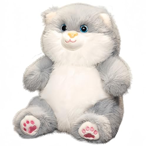 KUKUShining Katze Plüsch, Weiches Kuscheliges Stofftier Haustier Lebensechtes Kuschelkätzchen Plüschtier Flauschiger Begleiter Für Kinder(Gray) von KUKUShining