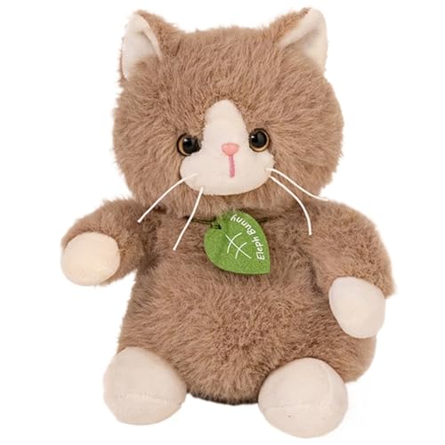 KUKUShining Katze Plüsch, Weiches Süßes Kuscheltier Kuschelkissen Kätzchen Puppe Plüschtier Geschenk Für Kinder Mädchen Jungen(Brown) von KUKUShining