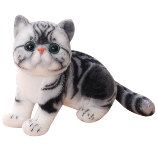 KUKUShining Katzen Plüsch, Weiches Stofftier Realistische Kätzchenpuppe Süßes Plüschtier Haustiergeschenke for Kinder Mädchen Jungen(Black) von KUKUShining