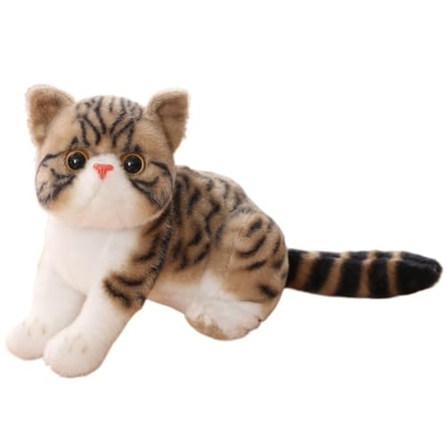 KUKUShining Katzen Plüsch, Weiches Stofftier Realistische Kätzchenpuppe Süßes Plüschtier Haustiergeschenke for Kinder Mädchen Jungen(Gray) von KUKUShining