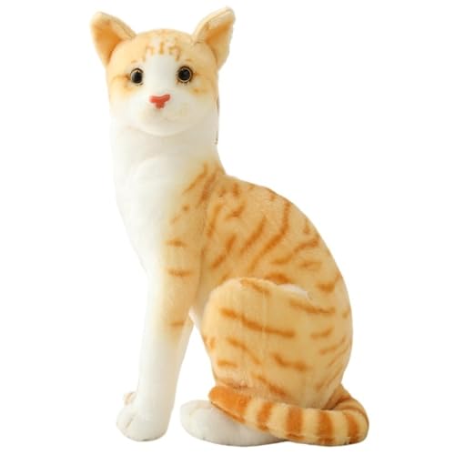 KUKUShining Katzen Plüsch, Weiches Süßes Kuscheltier Plüschspielzeug Simulation Siamesischer Katzen Haustier Geburtstagsgeschenk for Kinder(Orange,35cm/13.8in) von KUKUShining
