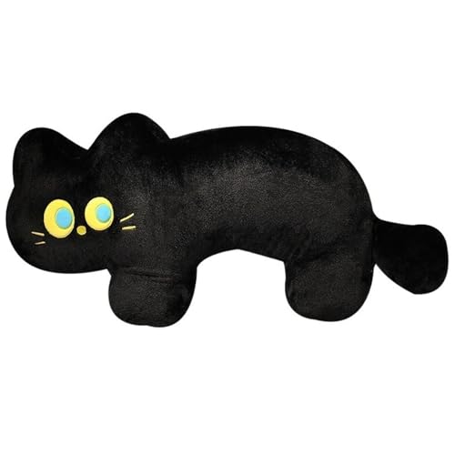 KUKUShining Katzen Plüsch, Weiches Süßes Stofftier Schwarzes Kätzchenkissen Kawaii Plüschpuppe Mit Runden Augen for Kinder Erwachsene(80cm/31.5in) von KUKUShining