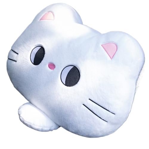 KUKUShining Katzen Plüschkissen, Weiches Stofftier Tierpuppen Kawaii Plüschtier for Auto Kinderkissen Geburtstag(White,45cm/17.7in) von KUKUShining