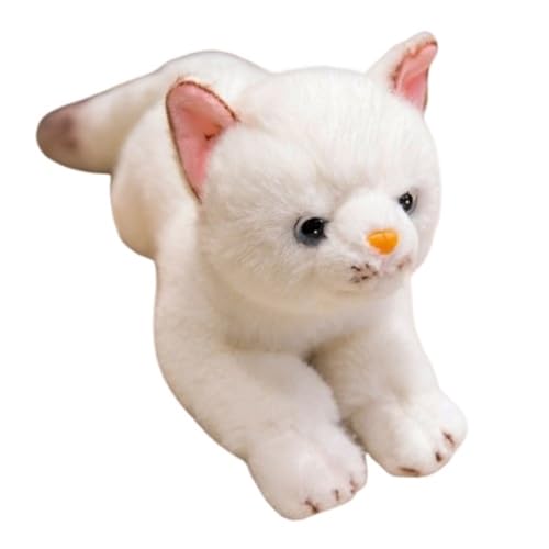 KUKUShining Katzen Plüschtier, Süße Stofftierpuppen Kätzchen Weiches Kawaii-Plüschtier Körperkissen for Geschenke for Frauen Mädchen Kinder(White) von KUKUShining