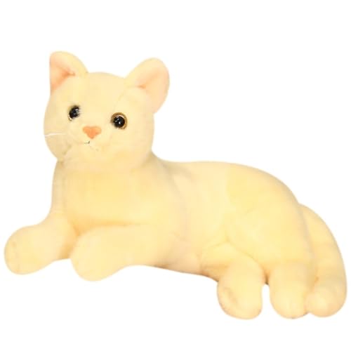 KUKUShining Katzen Plüschtier, Süßes Cartoon Kätzchen Kuscheltierpuppen Simulation Kreatives Plüschtier for Kinder Geschenke Zu Weihnachten(Yellow) von KUKUShining