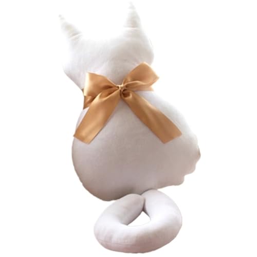 KUKUShining Katzen Plüschtier, Süßes Stofftier Kätzchen Puppen Weiches Kissen Kawaii Plüschtiere for Kinder Mädchen Jungen Geburtstag(White) von KUKUShining