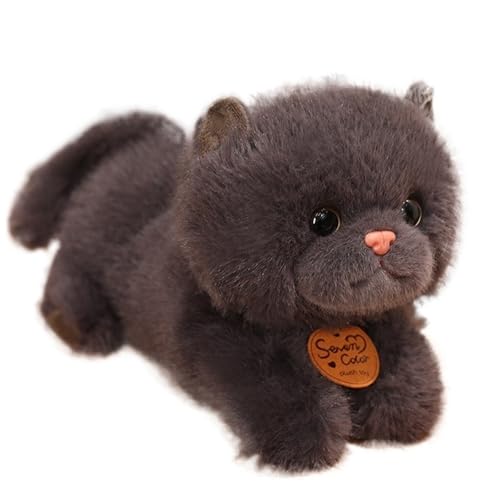 KUKUShining Katzen Plüschtier, Weiches Kätzchen Stofftierpuppen Süßes Flauschiges Plüschtier for Umarmen Von Jungen Und Mädchen Geburtstag(Black,25cm/9.8in) von KUKUShining