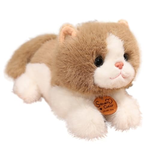 KUKUShining Katzen Plüschtier, Weiches Kätzchen Stofftierpuppen Süßes Flauschiges Plüschtier for Umarmen Von Jungen Und Mädchen Geburtstag(Brown,25cm/9.8in) von KUKUShining