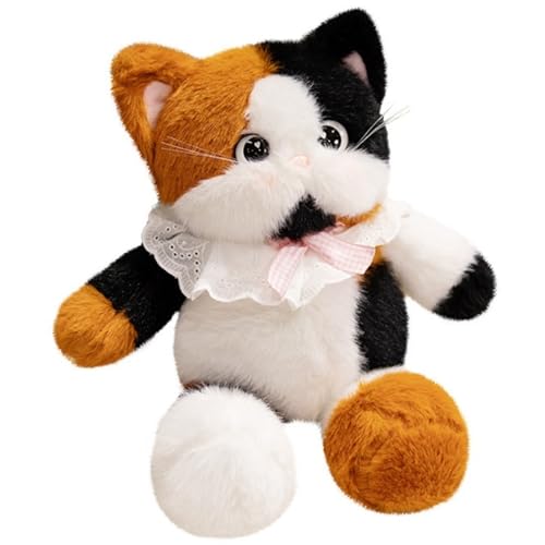 KUKUShining Katzen Plüschtier, Weiches Süßes Kuscheltier Simulations Kätzchen Plüschkissen Puppe Umarmend Schlafend for Geburtstagsgeschenke(Brown bib,60cm/23.6in) von KUKUShining