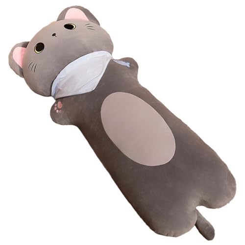KUKUShining Katzenkissen Plüsch, Weiches Langes Kätzchen Kuscheltiere Körperkissen Kuscheliges Umarmungskissen Plüschtier Geschenk for Kinder(Gray,100cm/39.4in) von KUKUShining