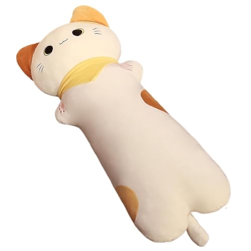 KUKUShining Katzenkissen Plüsch, Weiches Langes Kätzchen Kuscheltiere Körperkissen Kuscheliges Umarmungskissen Plüschtier Geschenk for Kinder(White,100cm/39.4in) von KUKUShining