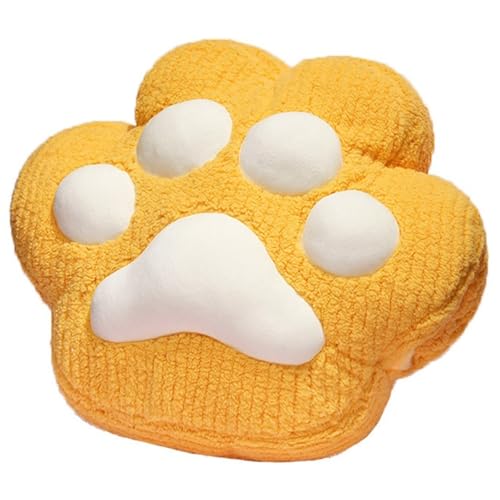 KUKUShining Katzenpfoten Plüschkissen, Süßes Pfotenförmiges Wurfkissen Sitzkissen Stuhlkissen Raumdekor Puppe Plüschtier Spielzeug Für Sofa Tatami(Yellow) von KUKUShining