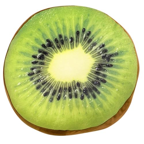 KUKUShining Kiwi Plüsch, Weiches Rundes Obst Kissen Dekoratives Gefülltes Kissen Sitzpolster Plüschspielzeug Für Couch Stuhl Sofa Boden(20cm/7.8in) von KUKUShining
