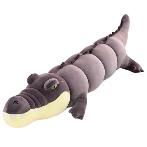 KUKUShining Krokodil Plüsch, Kuscheltiere Langes Körperkissen Süße Puppe Weiches Dekokissen Alligator Plüschtier Spielzeug Geschenk Für Kinder(Gray,80cm/31.5in) von KUKUShining