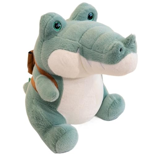 KUKUShining Krokodil Plüschtier, Weiches Kuscheliges Stofftier Mit Rucksack Puppe Realistisches Plüsch Spielzeug Geschenk for Kinder(Blue,30cm/11.8in) von KUKUShining