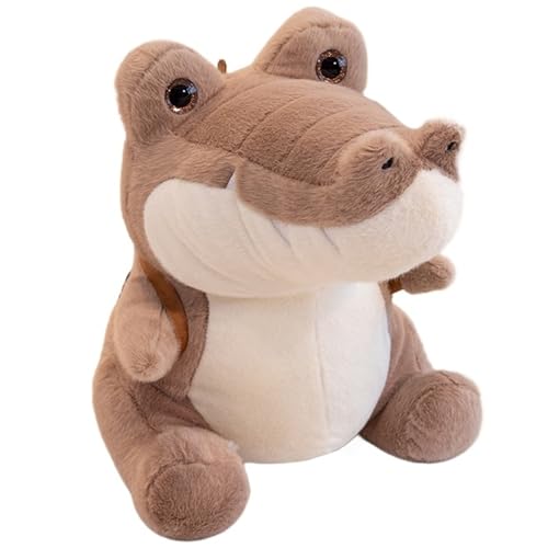 KUKUShining Krokodil Plüschtier, Weiches Kuscheliges Stofftier Mit Rucksack Puppe Realistisches Plüsch Spielzeug Geschenk for Kinder(Brown,30cm/11.8in) von KUKUShining