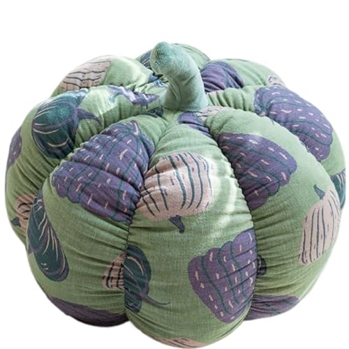 KUKUShining Kürbis Plüschkissen, Gefüllte Flauschige Bodenkissen Dekoratives Sitzkissen for Stuhl Bett Auto Sofa(Green,40cm/15.7in) von KUKUShining
