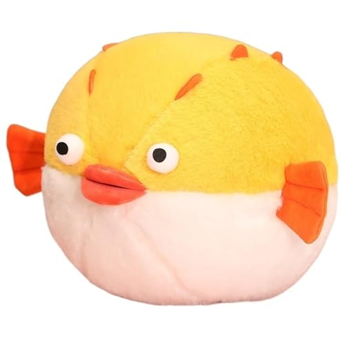 KUKUShining Kugelfisch Plüschtier, Kuschelig Weiche Stofftier Puppe Kuscheltier Lustiges Molliges Plüsch Spielzeug Für Kinder Mädchen(Yellow,60cm/23.6in) von KUKUShining