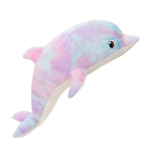 KUKUShining Kuscheliges Delphin Plüschtier, Farbenfrohes Delphin Ausgestopftes Meerestier Plüschkissen Kinder Und Erwachsene Geburtstag(Purple,70cm/27.6in) von KUKUShining
