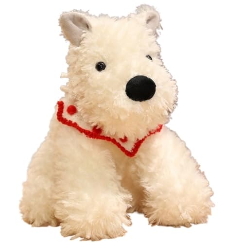 KUKUShining Kuscheliges Hunde Plüschtier, West Highland Welpe Kuscheltiere Weiche Haustier Plüschtiere Umarmungskissen Puppe Kinder Mädchen Jungen(White,22cm/8.6in) von KUKUShining