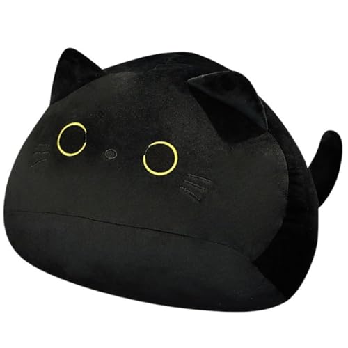 KUKUShining Kuscheliges Katzen Plüschtier, Flauschiges Stofftier Süßes Plüschkissen Puppe Baumwolle Auto Heimdekoration Geschenke(Black,40cm/15.7in) von KUKUShining