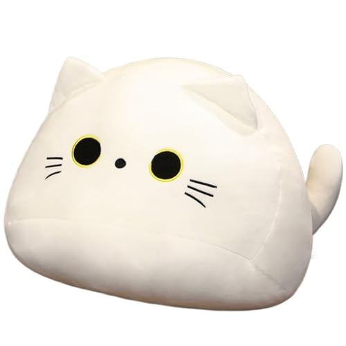 KUKUShining Kuscheliges Katzen Plüschtier, Flauschiges Stofftier Süßes Plüschkissen Puppe Baumwolle Auto Heimdekoration Geschenke(White,40cm/15.7in) von KUKUShining